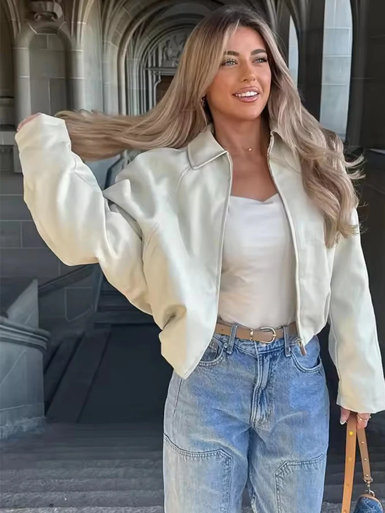 

Женская винтажная кожаная куртка 2021, осенне-зимняя мода, короткие пальто, куртки на молнии с длинными рукавами, женские уличные пальто для отдыха