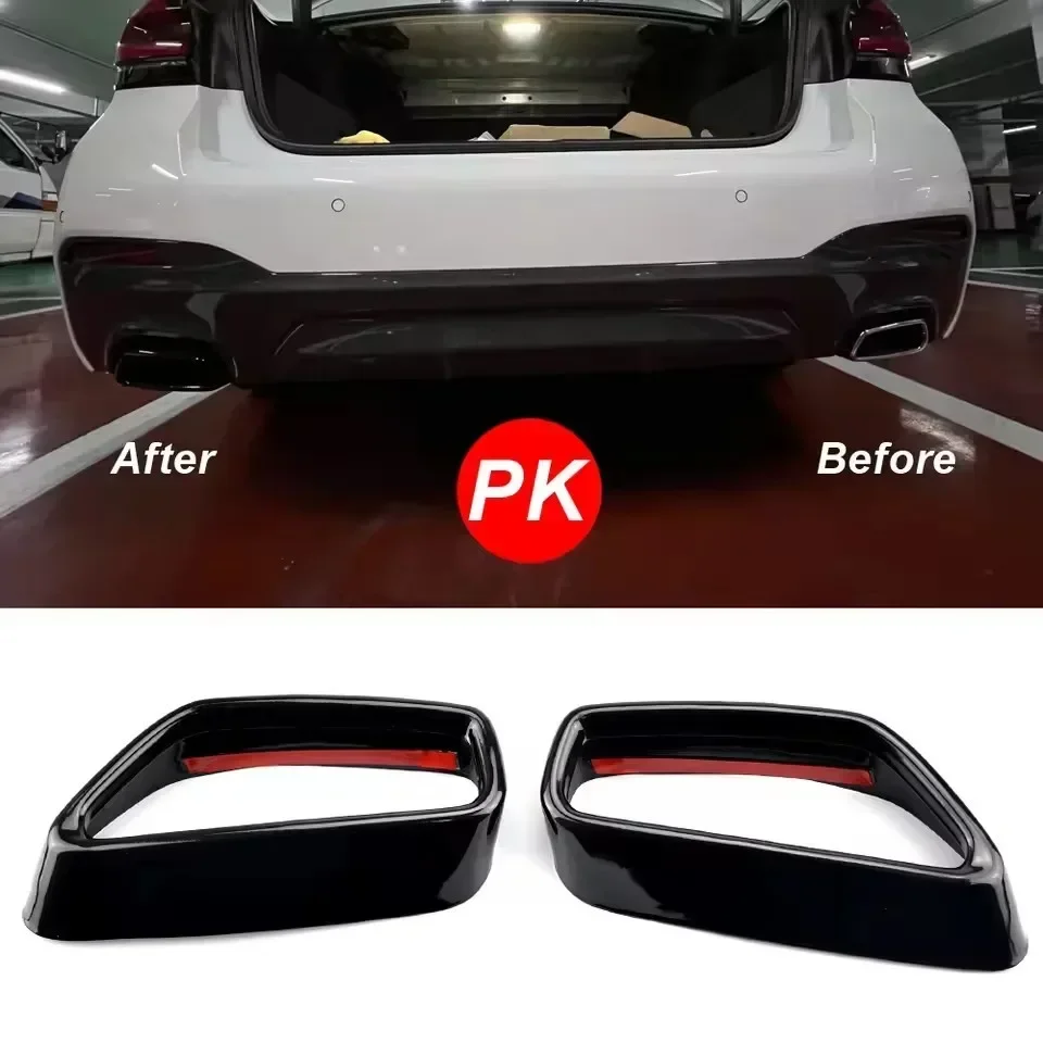 For BMW 5 Series G30 G31 2018-2022 Stainless Steel Black Car Exhaust Pipe Cover Stickers Exterior Modification Car Accessories