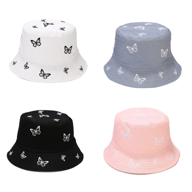 

Casual Butterfly Hat Adjustable Cotton Hat Breathable Fabric Hat Double Side Wear Hat for Youth Fashioning