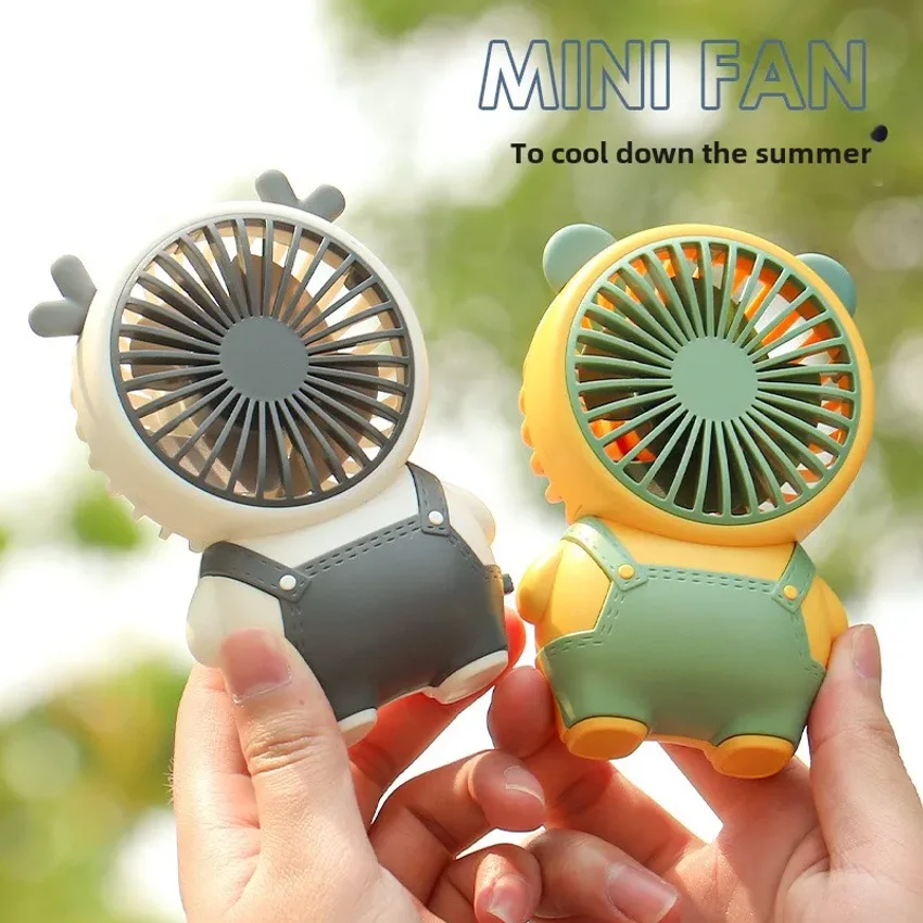 Cartoon Handheld Small Fan Desktop Mini Rechargeable Student Dormitory Office Desktop Fan Outdoor Portable Ideal Gift