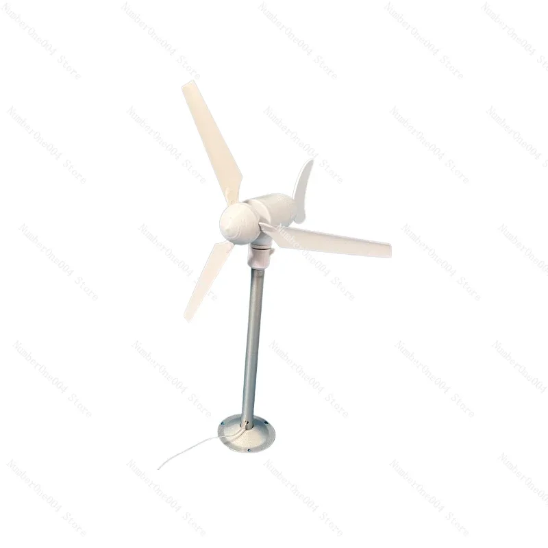 Micro horizontal three blade wind turbine model starts with a gentle breeze and automatically turns to permanent magnet