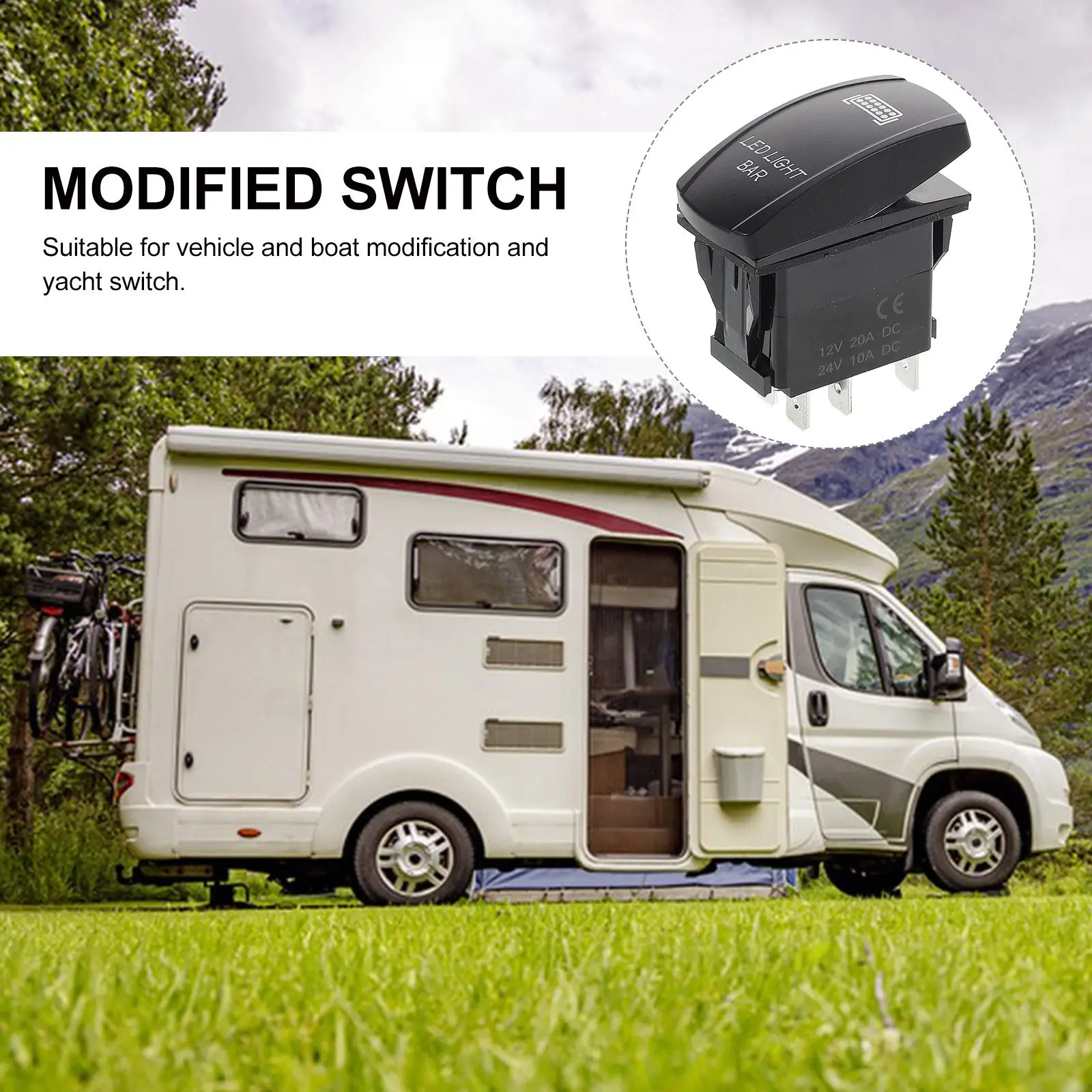 3-Position Waterproof Rocker Switch for LED Light Bar – Car, Boat, Truck, Trailer, Marine Use