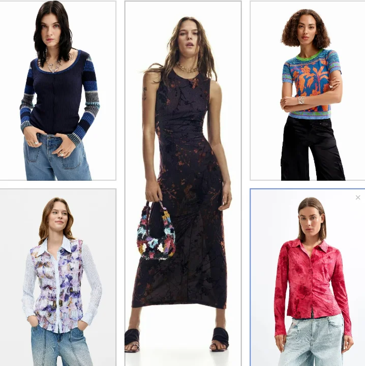 Foreign trade original single new Spain autumn and winter printed elastic crew-neck sweater women's sweater