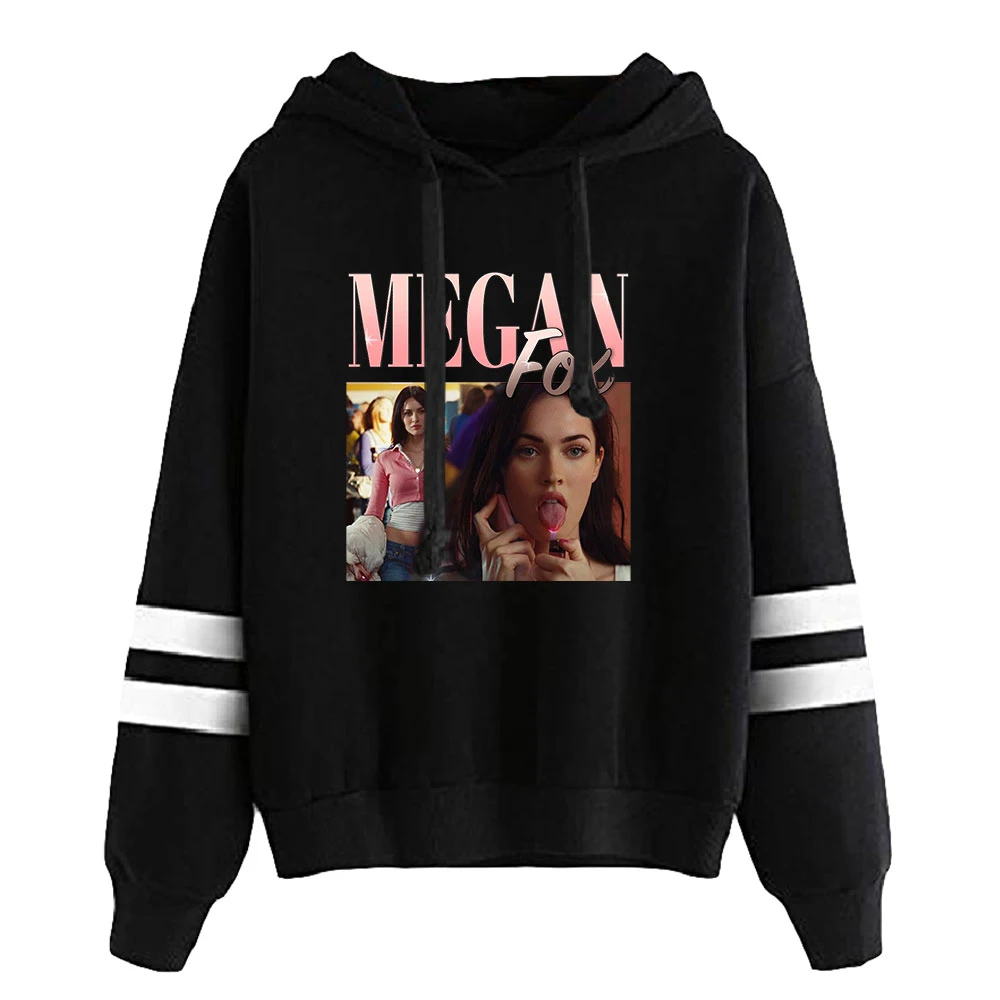 

2026 Megan Fox Hoodie Unisex Pocketless Parallel Bars Sleeve Sweatshirts Men Women Hoodie Casual Style Youthful Couple Clothes