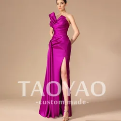 Elegant Satin Mermaid Evening Dresses with Slit Sheath Off Shoulder Floor Length Vestidos de noche Prom Dress for Women 2024