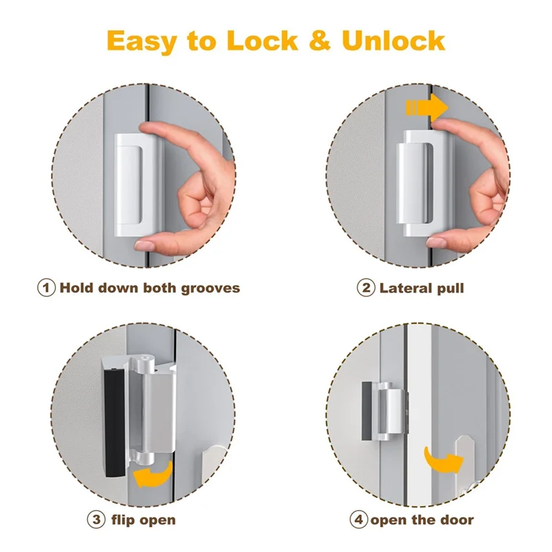 1Pack Door Reinforcement Lock,Aluminium Alloy U Door Reinforcement Lock 3Inch Security Door Lock Home Proof Door Stopper