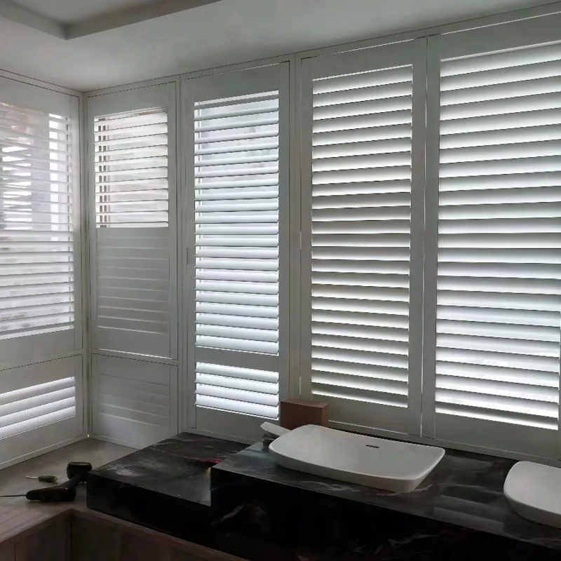 European solid wood shutters stacked kitchen balcony bedroom sliding shutters doors and windows