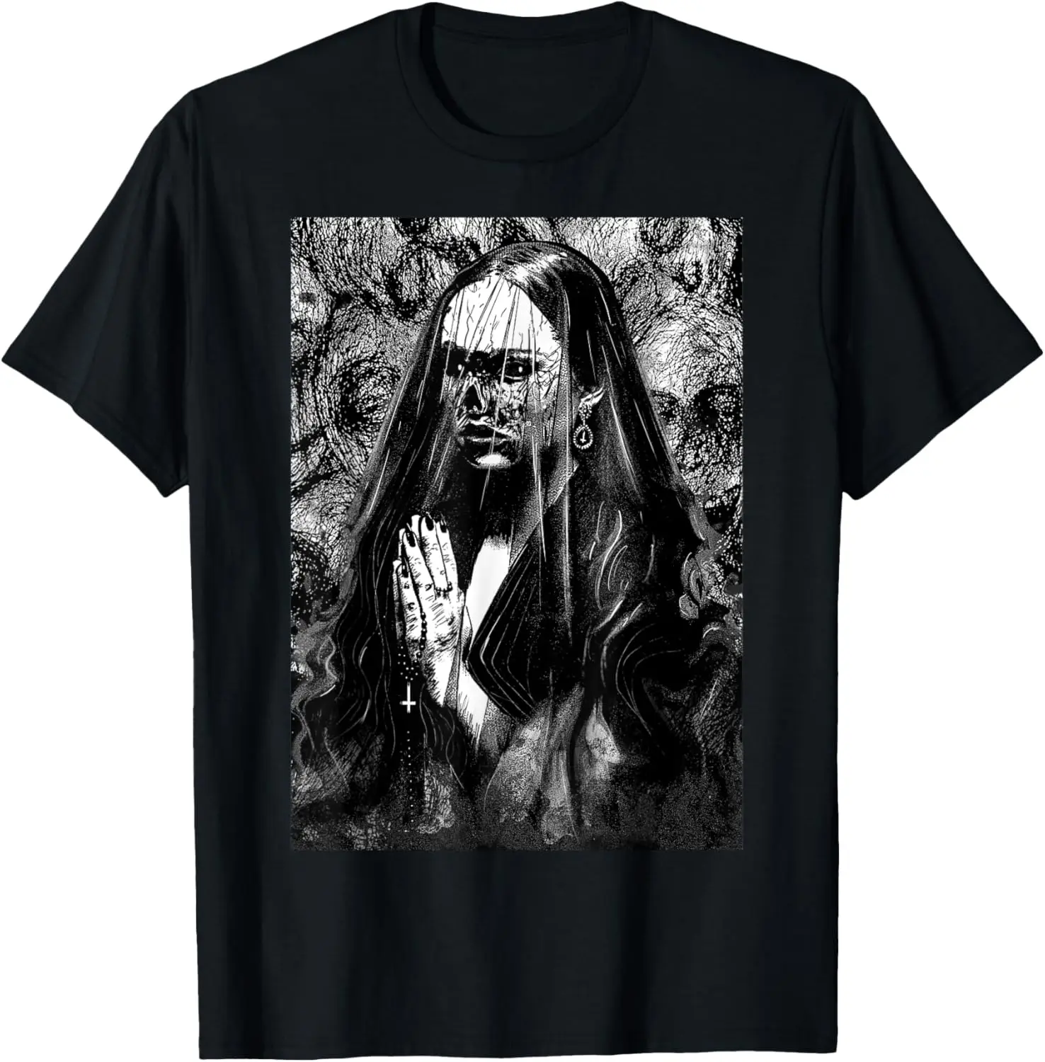 Creepy Possessed Nun - Gothic Scary Halloween nun haunted T-Shirt