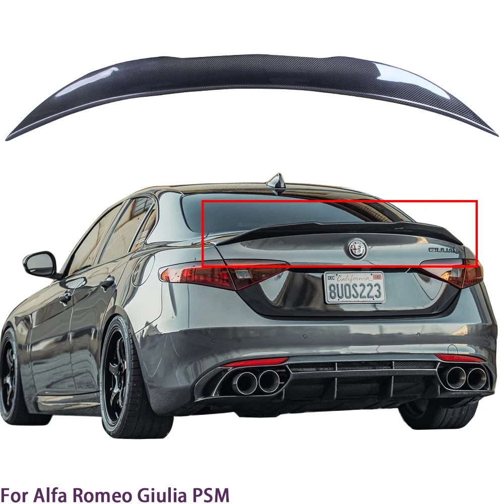 

For Alfa Romeo Giulia 952 PSM Style Carbon Fiber Rear Spoiler Trunk Wing 2015-2023