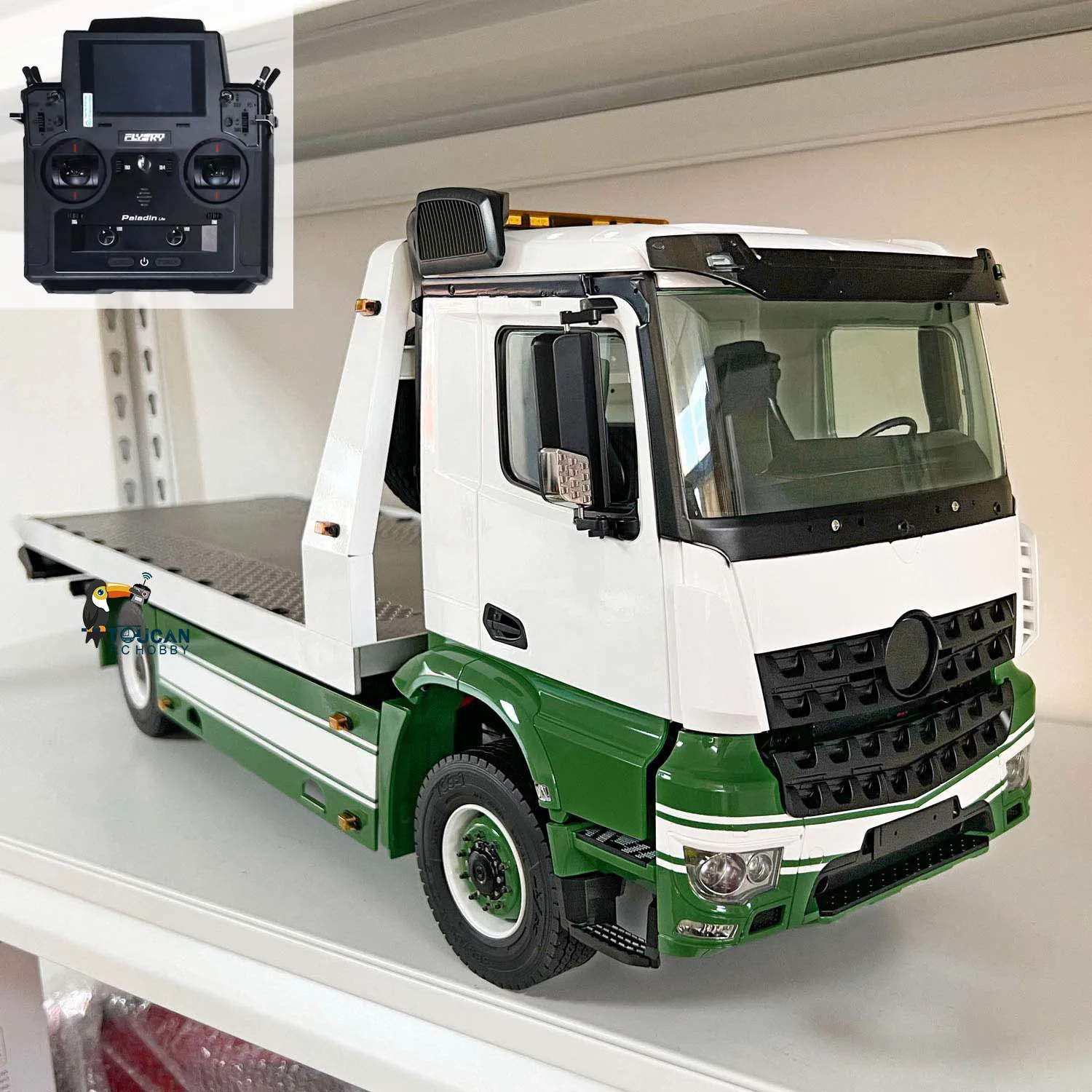 

JDModel 1:14 RC Hydraulic Wrecker Truck 4X4 TOUCAN Painted Assembled Remote Control Flatbed Tow Car Vehicle for Boys THZH1561
