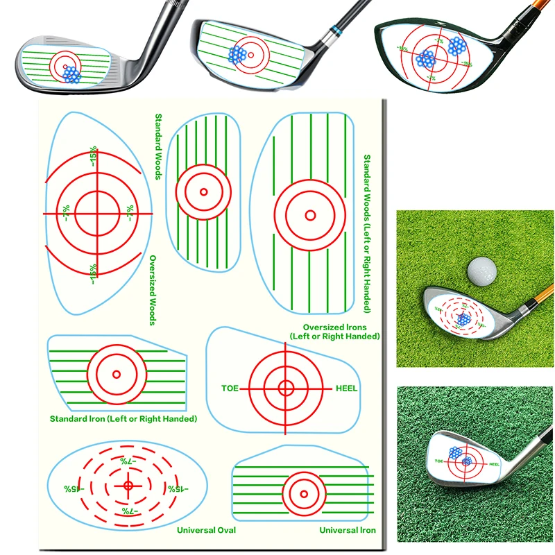 7in1 Golf Club Impact Target Label Tape Sticker Practice for Iron Woods Wedge Club Test Paper Training Aid Accessories