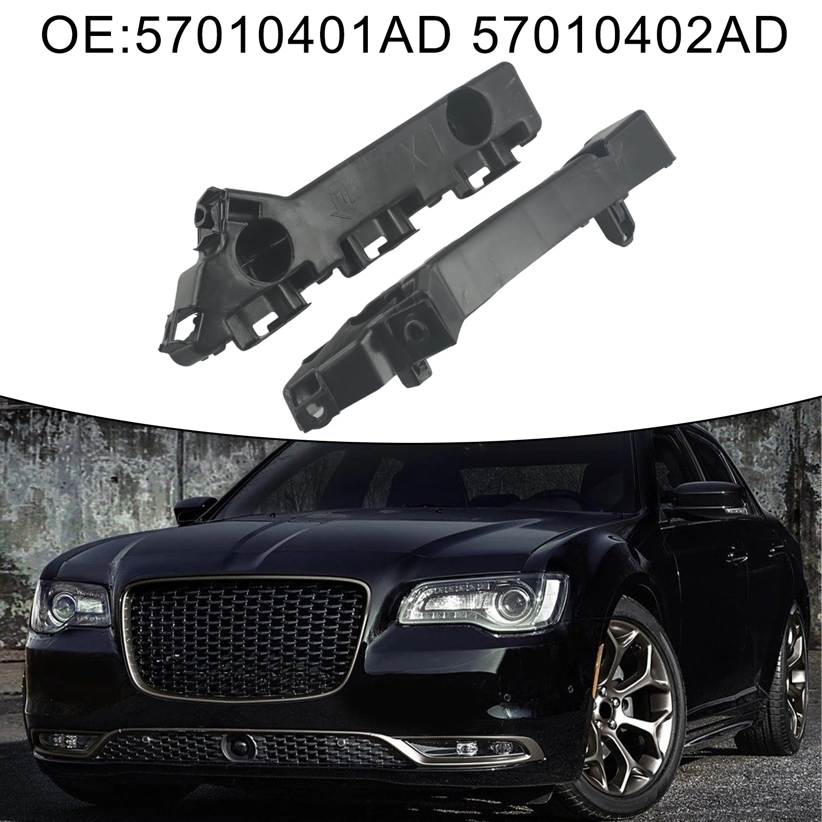 LH&RH Front Bumper Fascia Support Lower Brackets Fit For Chrysler 300 2011-2020 Plastic Black 57010401AD Easy Installation