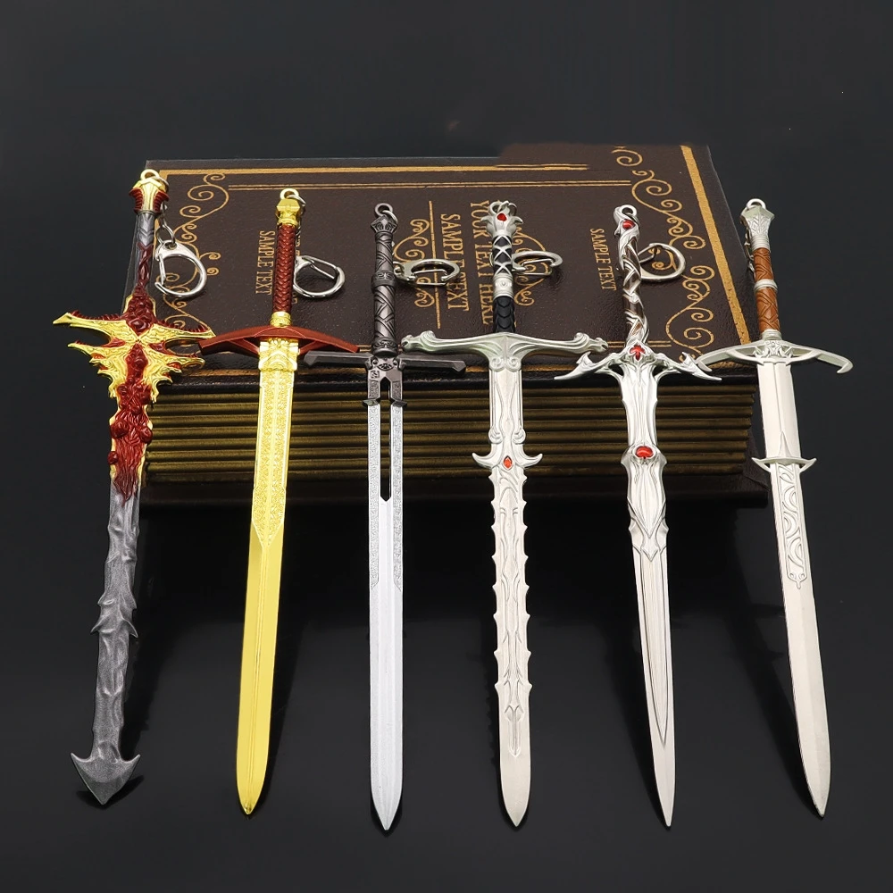 22Cm Baldur 'S Gate 3 Zwaard Van Gerechtigheid Sleutelhanger Metalen Wapen Model Cosplay Prop Spel Perifere Sleutelhanger Cadeau Speelgoed Voor Jongen