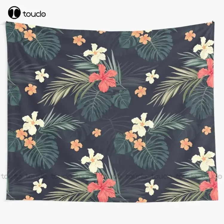 الزهور الاستوائية الداكنة نسيج مضحك قماش مزخرف جداري نسيج الجدار الشنق لغرفة المعيشة غرفة نوم غرفة النوم ديكور المنزل جدار مضحك #1