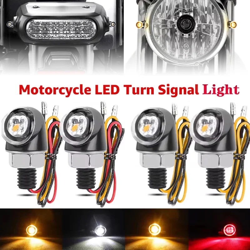 

8mm Mini Motorcycle Turn Signals Light DRL Aluminium Indicator Front Rear Lights Tail Brake Lamp For Cafe Racer Honda Yamaha