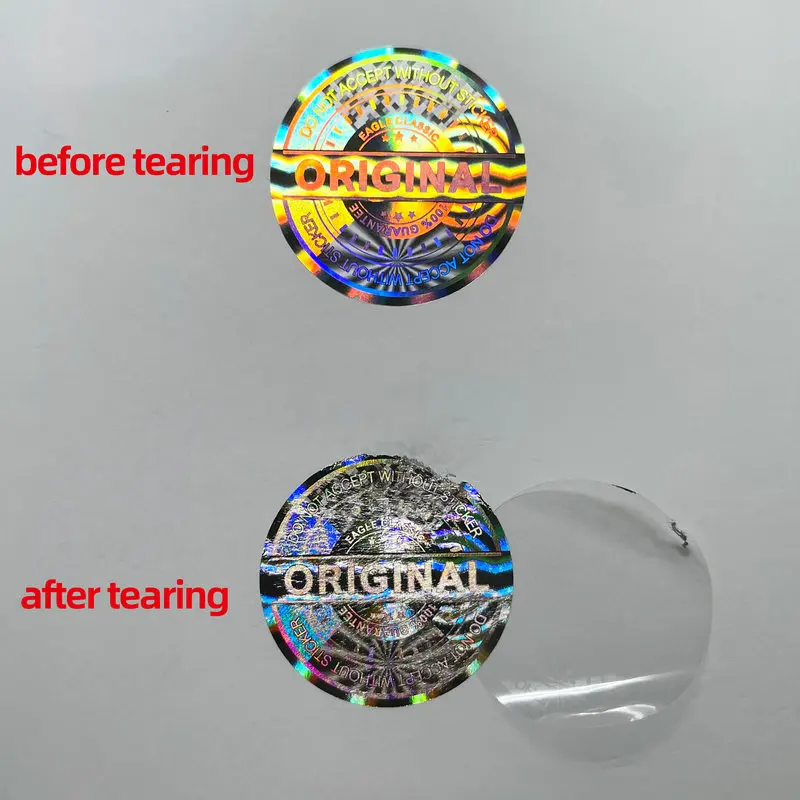 30X30mm Silver Original Authentic Sticker Tamper-proof Security Seal Holographic Sticker Laser Anti-counterfeiting Sticker