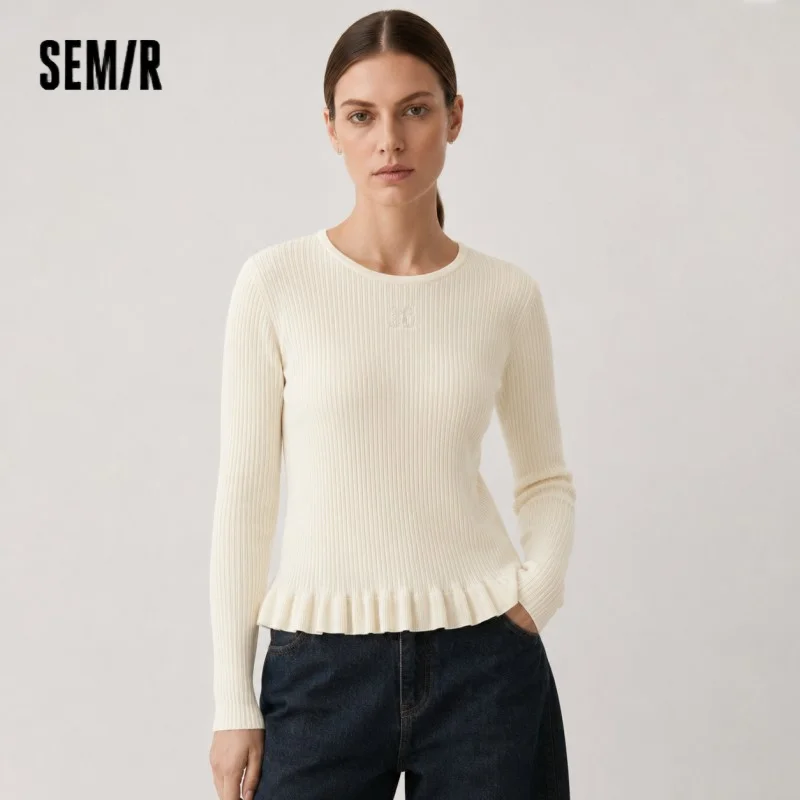 Semir Strickpullover für Damen, Winter, Spitzenbesatz, schlanke Basisschicht, Weiß, 2025, neuer Girly-Pullover, Wollpullover, Damenbekleidung