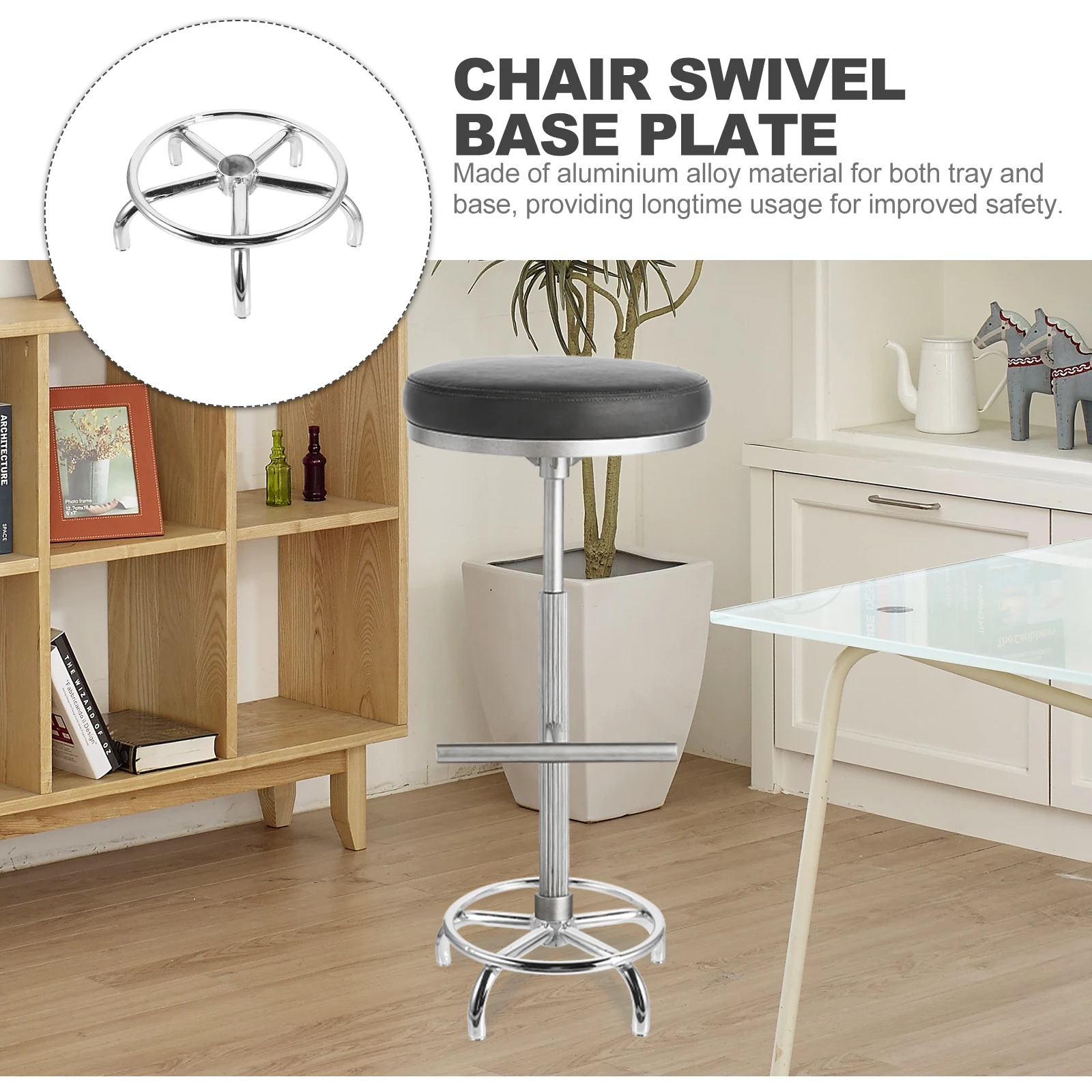 

Aluminum Alloy Chair Swivel Base 35CM Electroplated for Bar Stool Office Chair Replacement Parts Tilt Control