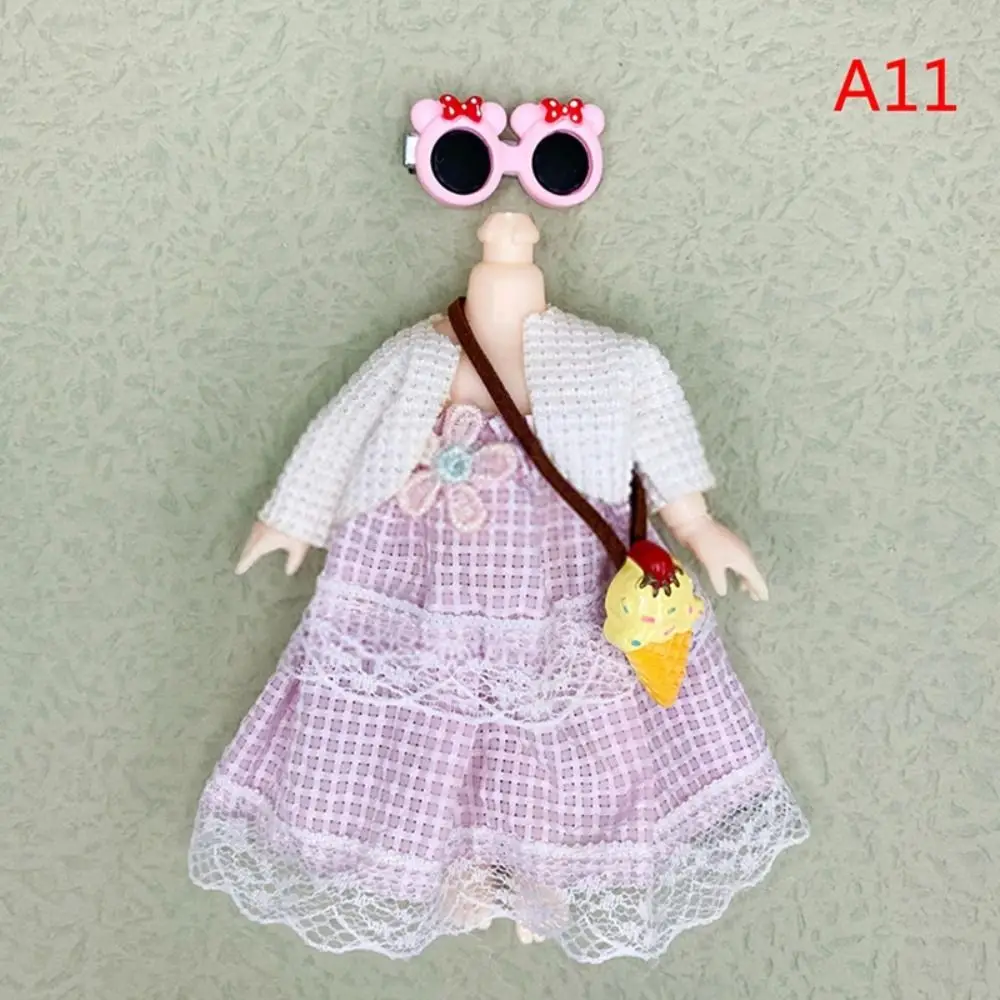 Replacement Outfit 16cm Doll Clothes Suit Sweet Skirt Changing Doll Winter Dressup Skirt DIY Clothing 16-17cm Cute Clothes Set