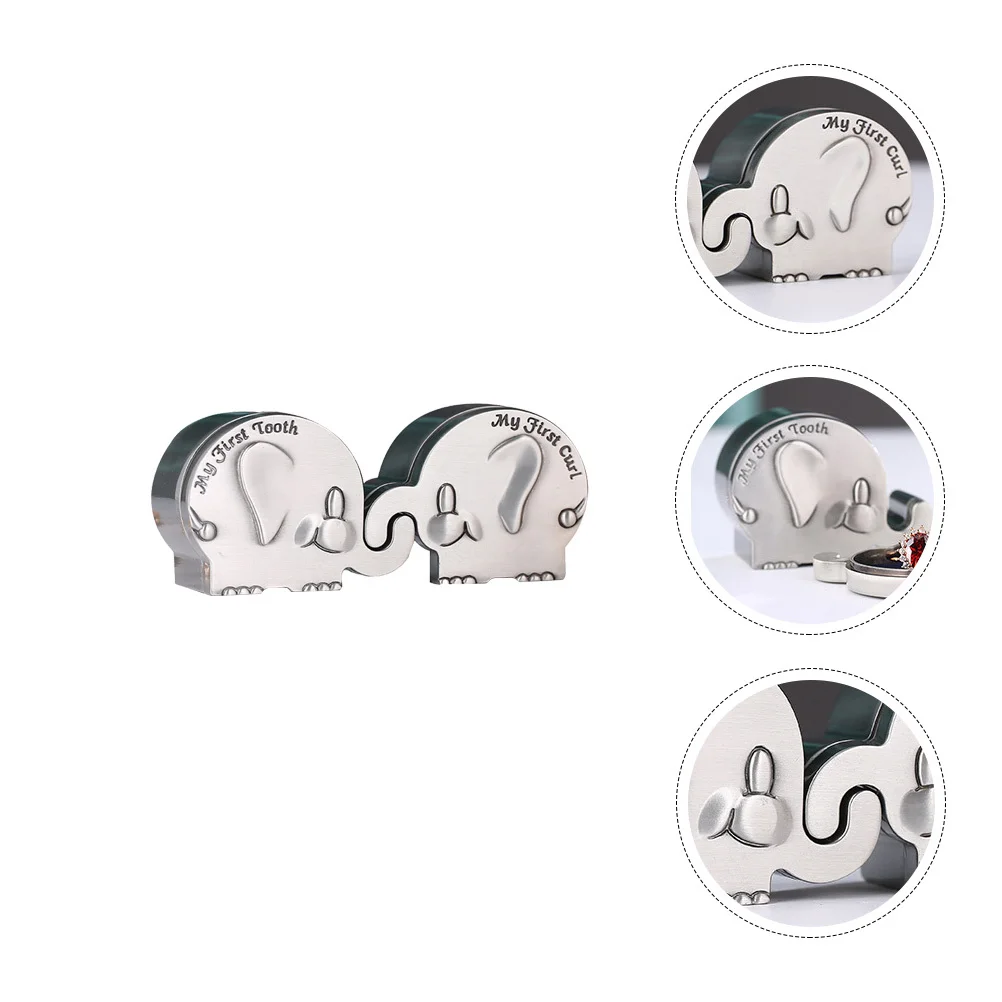 

1Pair Elephant Shape Baby First Tooth and Curl Keepsake Box for Newborn Long-Term Storage Unique Gift Newborn Teeth Boxes