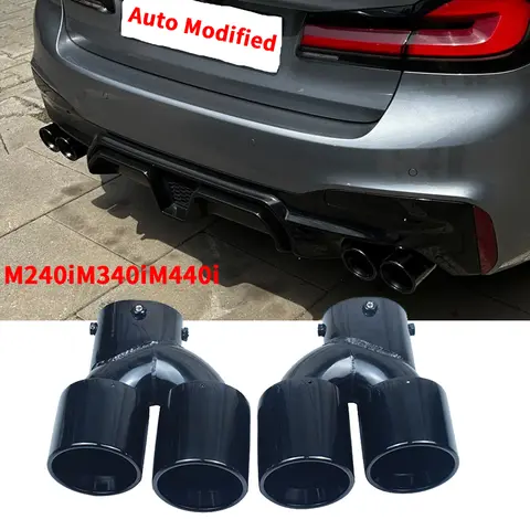 BMW 304 스테인리스 스틸 블랙 도금 배기 팁, 4 출구 머플러 테일 파이프, 2021-2024 G23 M440i G20 G21 M340i G42 M240i