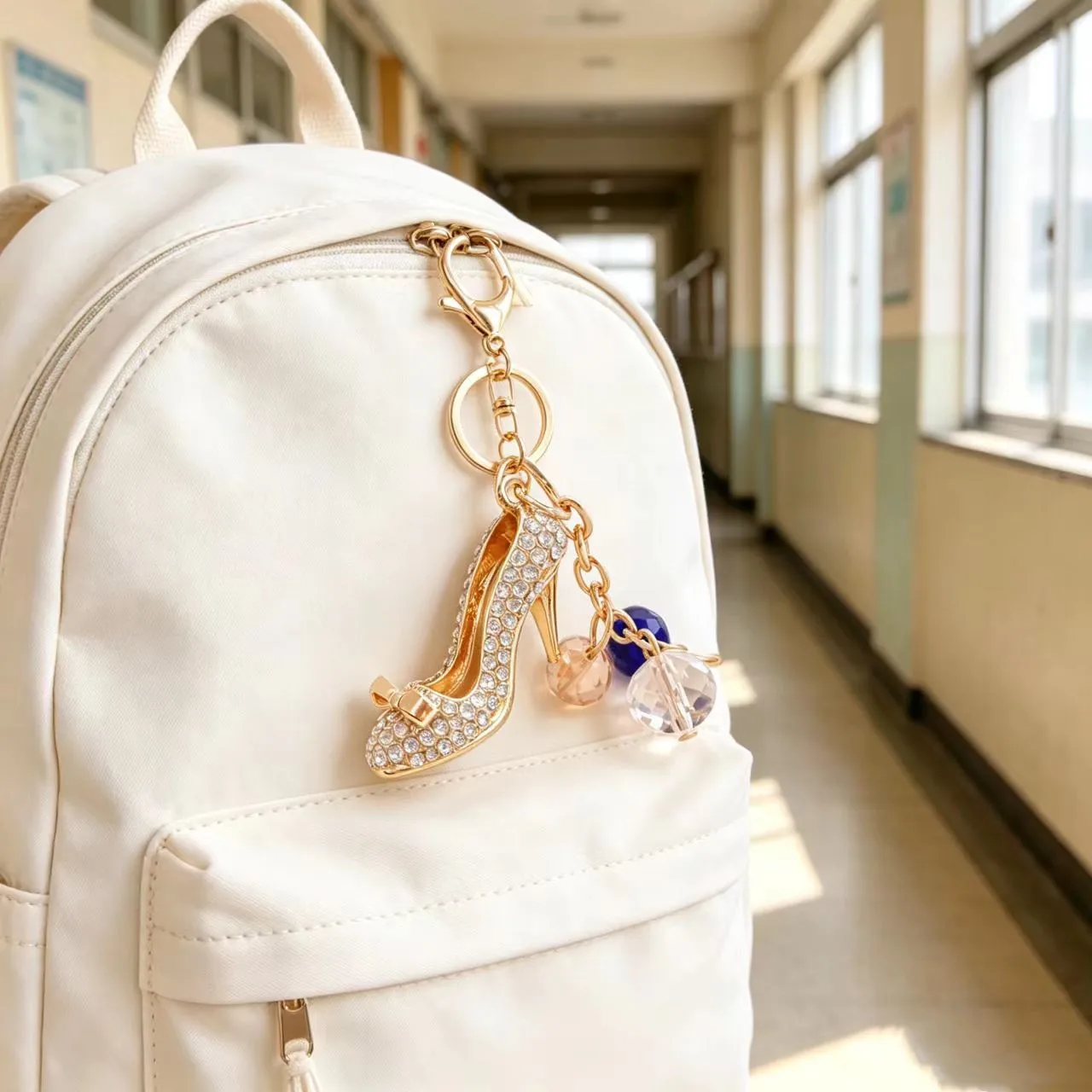 High Heeled Shoes Keychain Rhinestone Crystal Shoe Pendant Car Key Chain Bag Keyring Boutique Gift Decorative Alloy Women Trendy