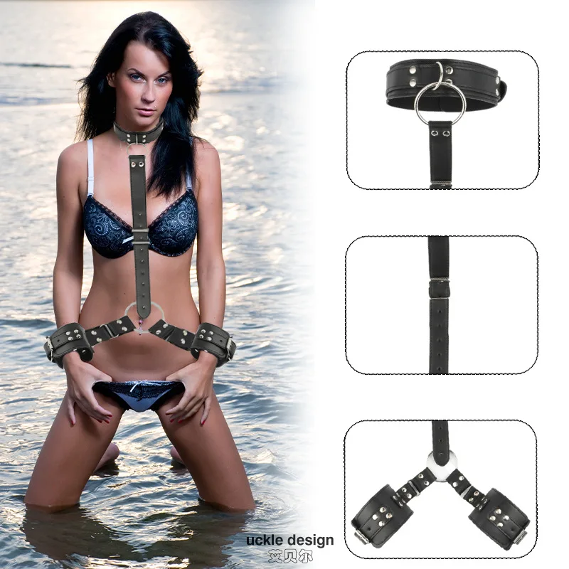 Couple BDSM Restraint Back Handcuff Sex Toy Hand Restraints PU Bondage SM Slave Fetish Role Play Sextoys Adjustable Adult Cuffs