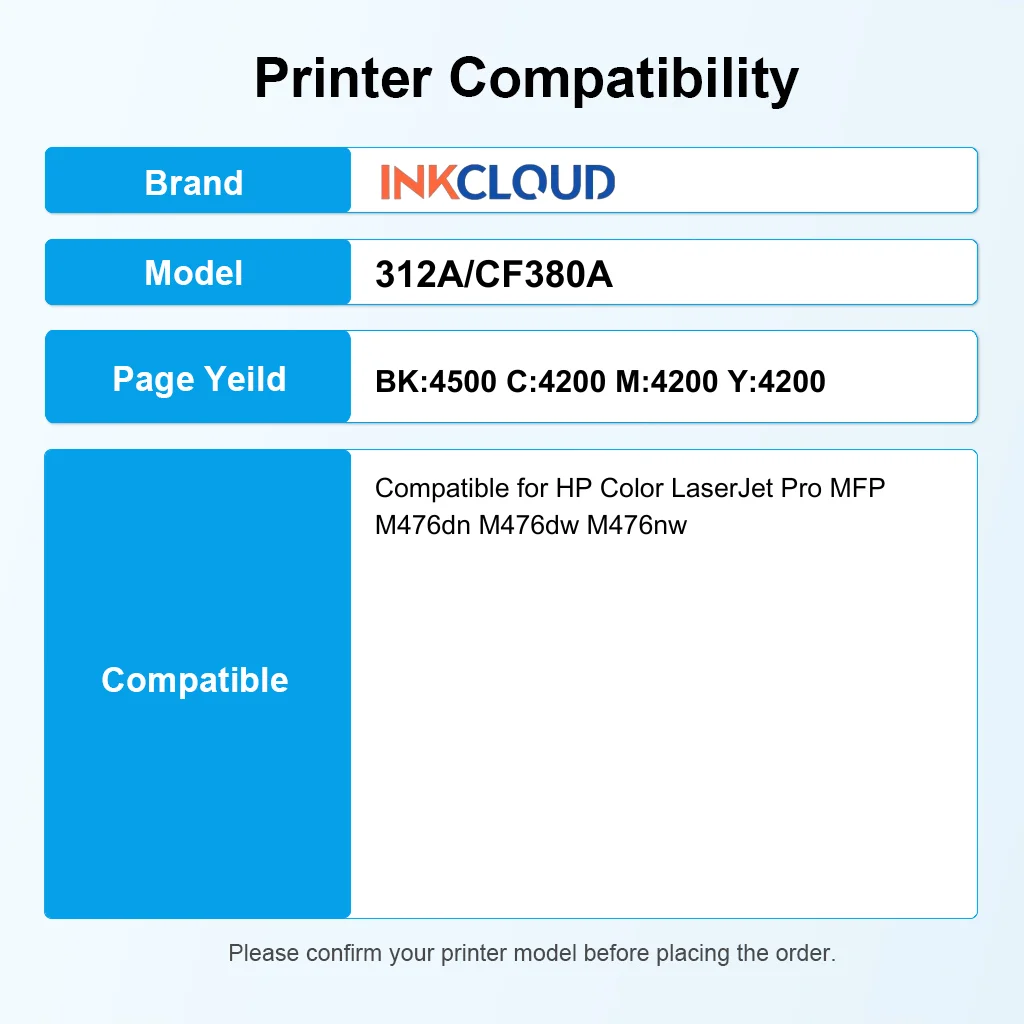 خراطيش حبر INKCLOUD 312A بديلة لحبر HP 312A المتوافقة مع HP Laserjet Pro MFP M476dn M476dw M476nw