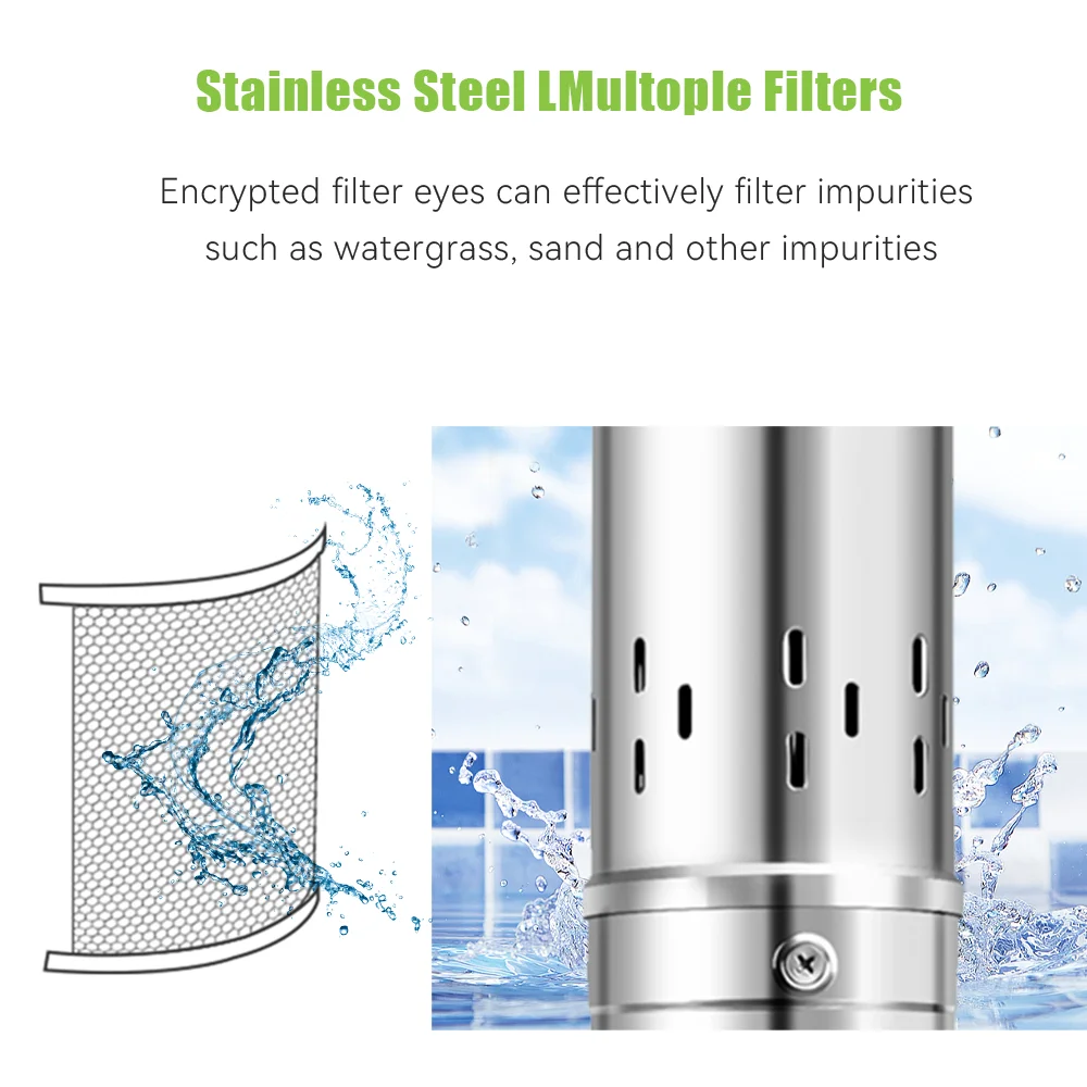 750W 48V DCVolt Solar Deep Well Pump With Built In MPPT Controller Stainless Steel Brushless Solar PV DC Water Pump