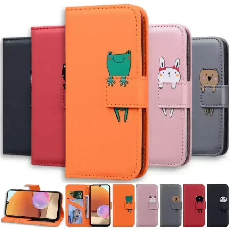 

Pop Cute Animal Flip Phone Case For Google Pixel 4A 5A 6A 9 8A 8 7 7A 6 Pro 6A 4G 5G Wallet Card Slots Pocket Cover #SAB