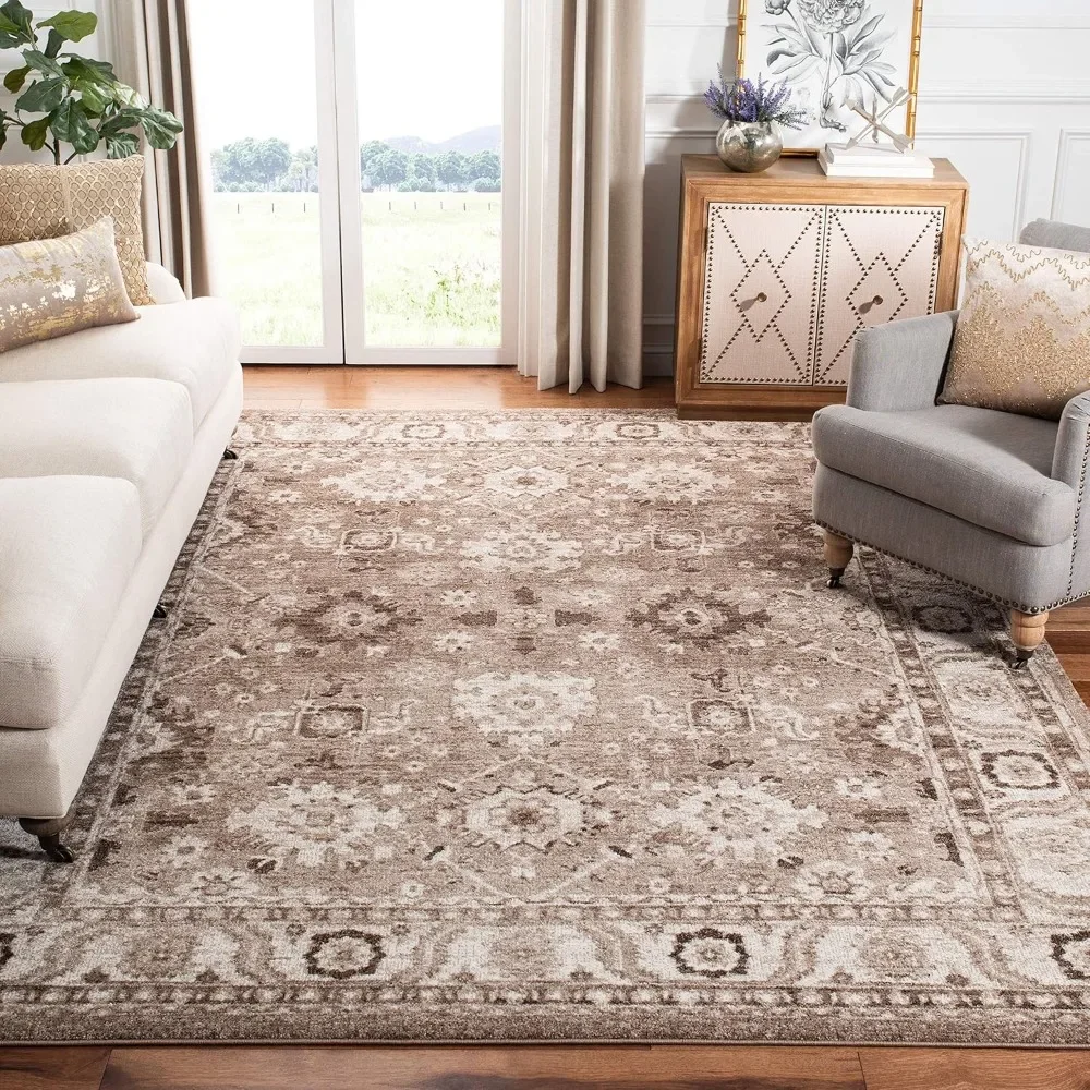 Vintage Hamadan Collection Area Rug - 8' x 10', Taupe, Oriental Traditional Persian Design, Non-Shedding & Easy Care