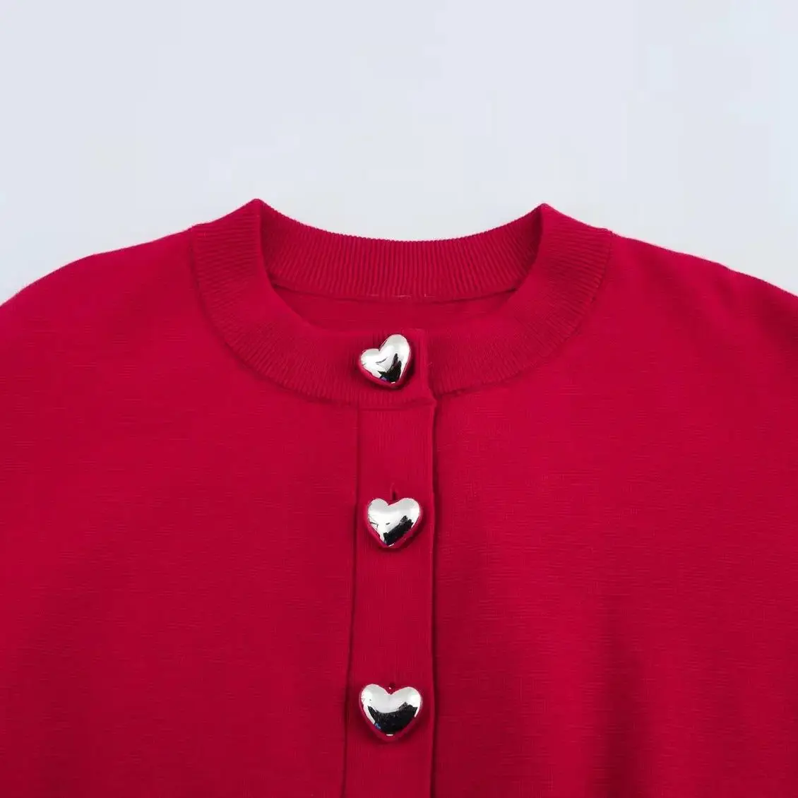 Vrouwen Cropped Gebreid Vest Knoppen Ronde Hals Lange Mouwen Geribbelde Manchetten Herfst Gebreide Trui Jas 5536032