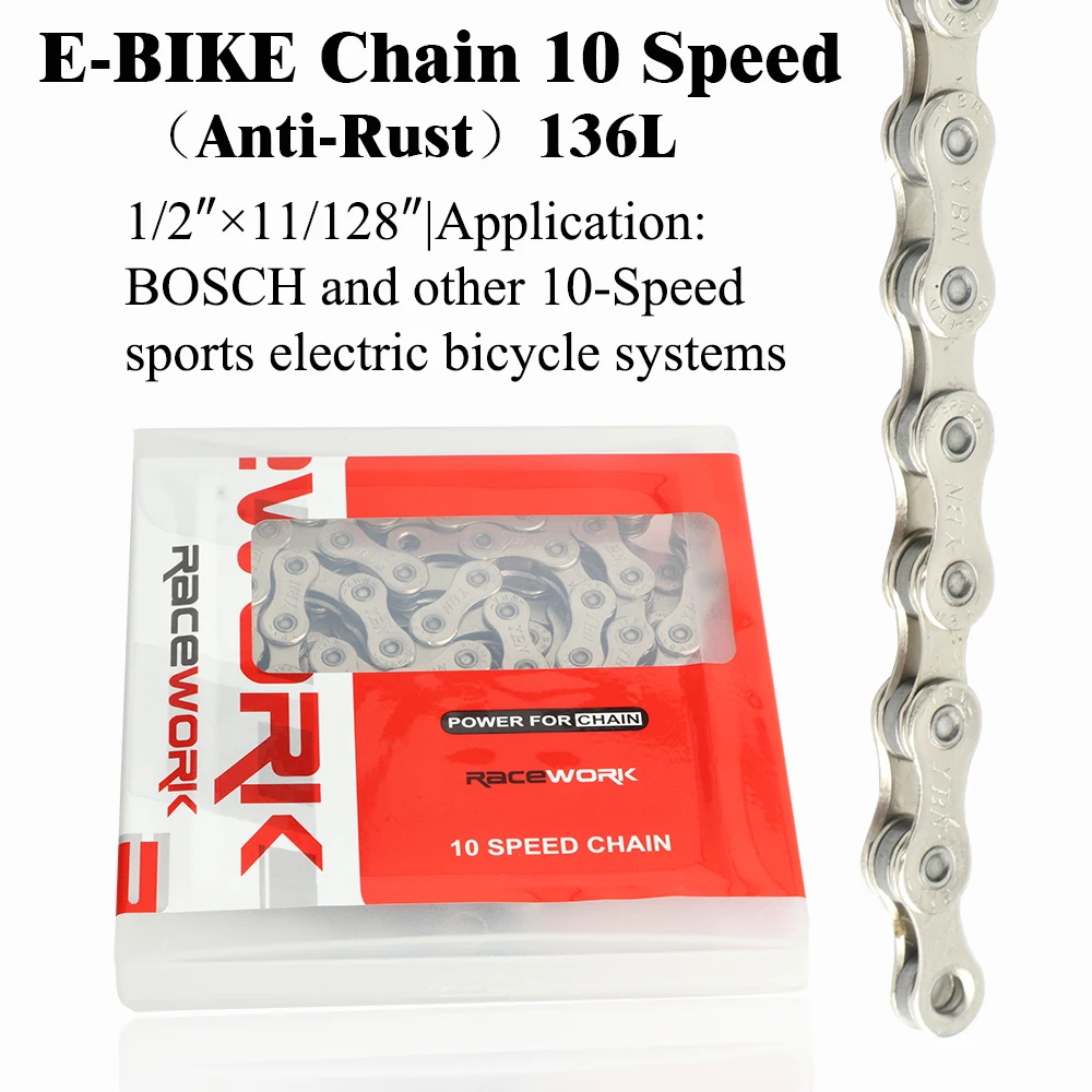 E-Bike Chain 8 9 10 11 12 Speed Electric Sport Bicycle Chains 136 Links Anti-Rust Ebike Parts With Magic Buckle