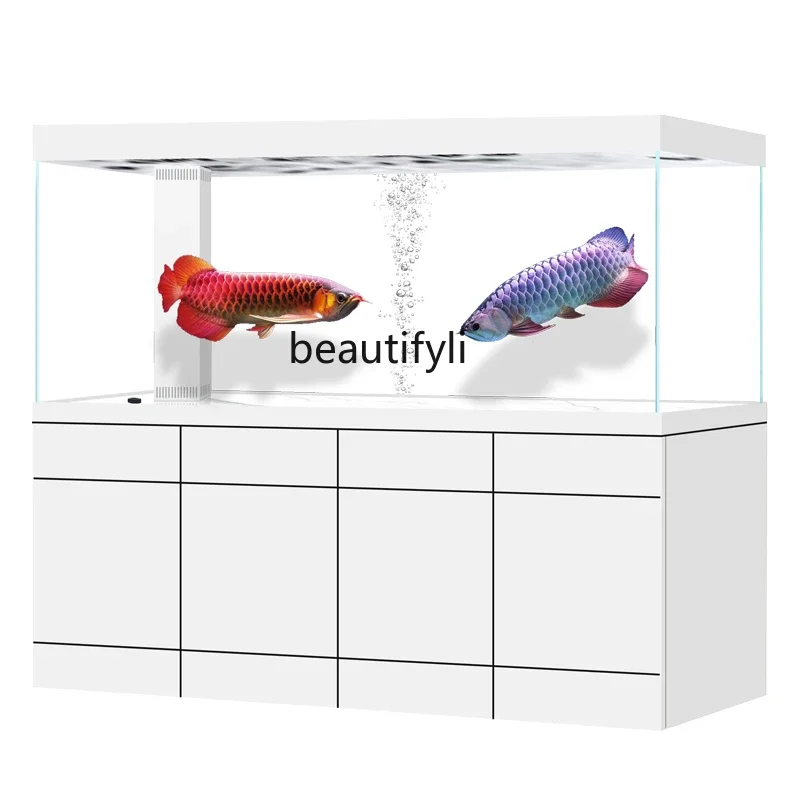 Aluminum alloy bottom filter ultra-white glass fish tank household living room goldfish tank ecological aquarium