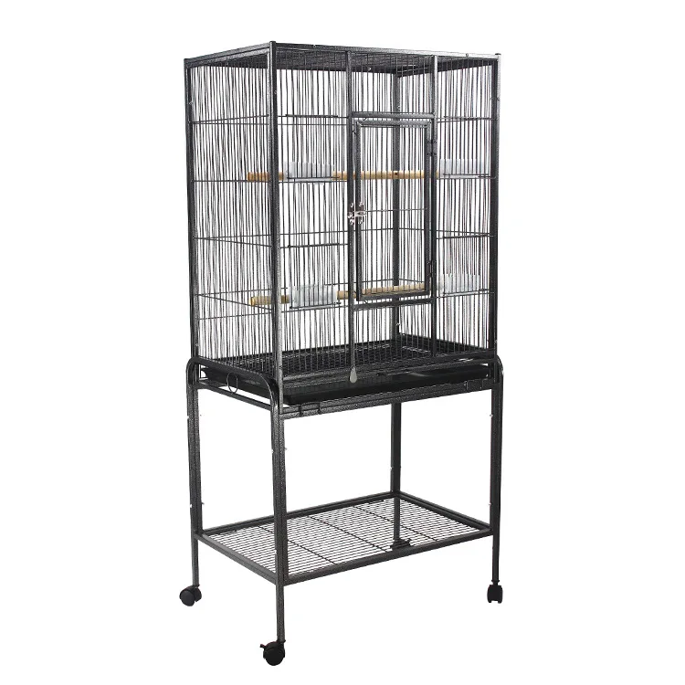 Manufacturer Bird Cage Wholesale Medium Foldable Iron Metal Cage Bird Villa Breeding Big Cage with Stand and Wheels