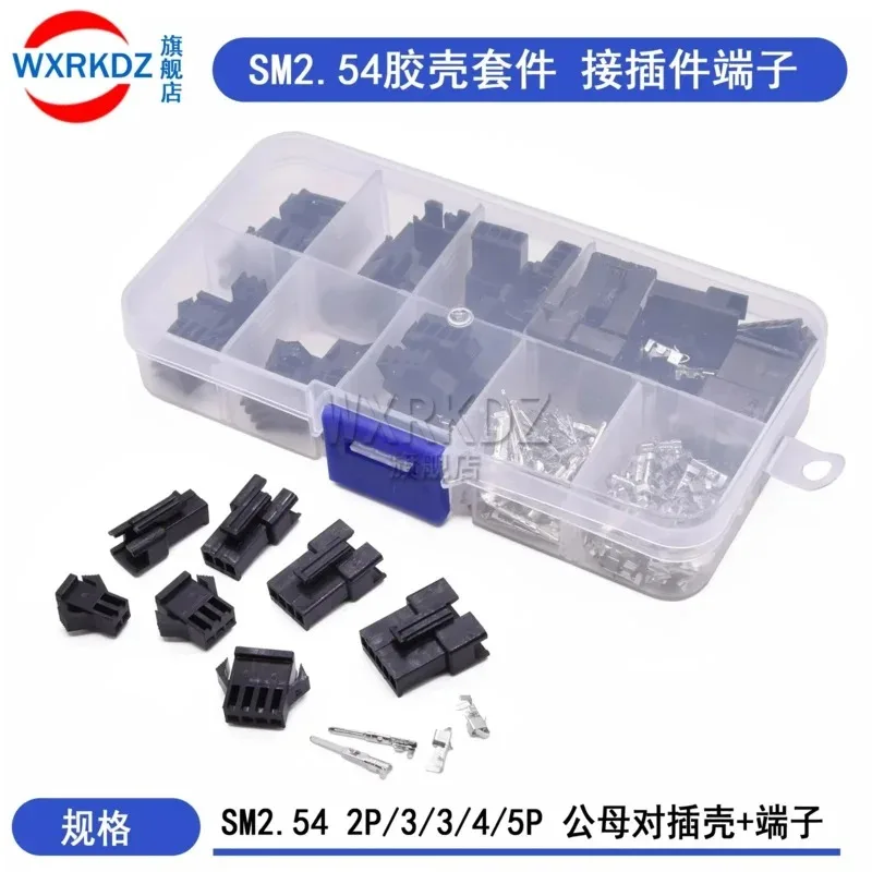 200PCS/Box SM2.54 Kit 2p 3p 4p 5p 2.54mm Pitch Female and Male Header Connectors Adaptor