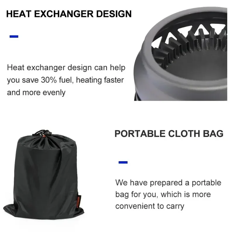 Widesea Tourist Pot Cup Cookware Tableware Tourism Bowler Dishes BurnerCamping Cooking  OutdoorSystem Heat Exchanger Gas Stove