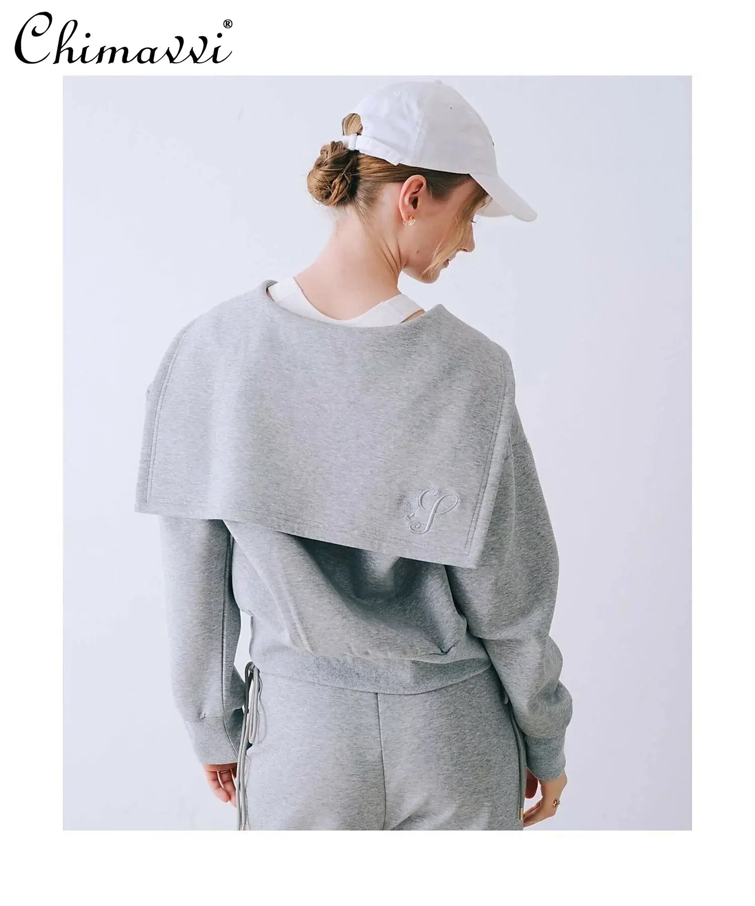 Japanese Style Big Lapel Embroidered Cute Casual Hoodie Jacket 2026 Spring/autumn New Fashion Long Sleeve Versatile Coat Top