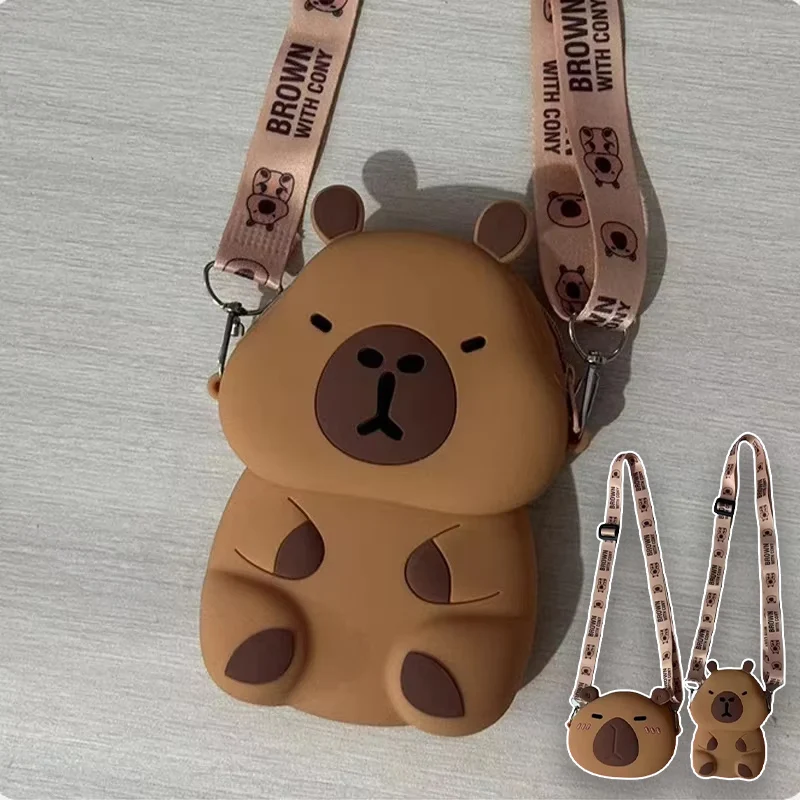 2024 New Cartoon Capybara Silicone Crossbody Bag for Summer Kapibala Small Cute Stylish Shoulder Crossbody  Bag Storage Bag