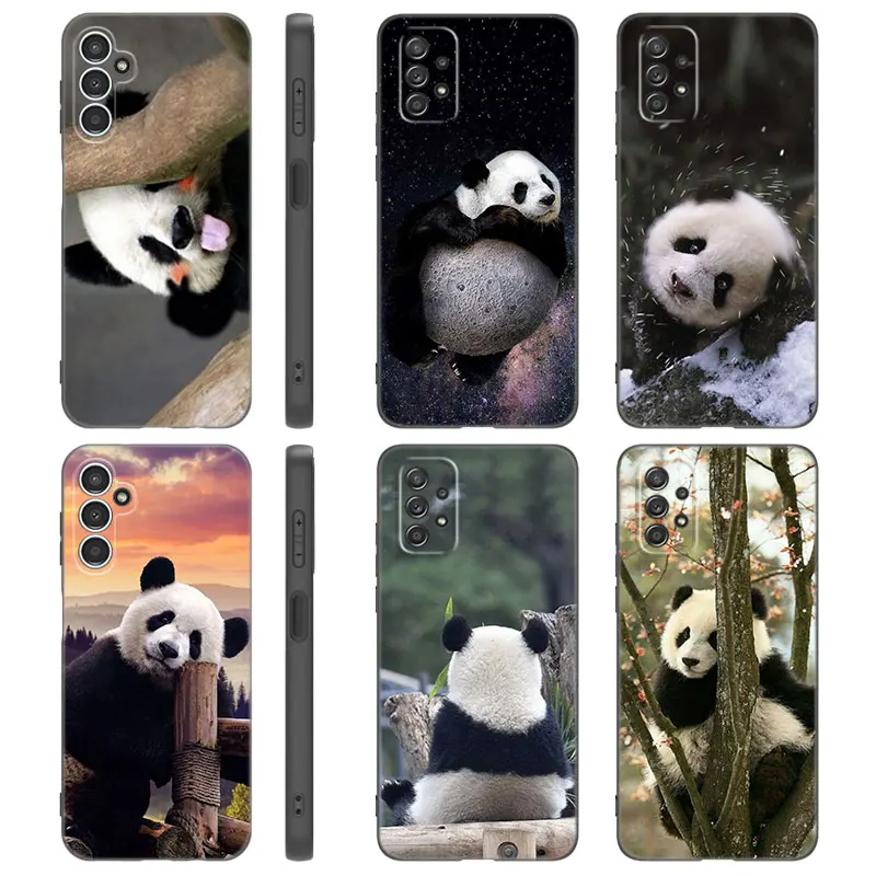 Cute Chinese Panda Case For Samsung A13 A22 A24 A32 4G A14 A23 A25 A34 A52S A53 A54 A73 5G A11 A12 A31 A33 A50 A51 A70 A71 A72