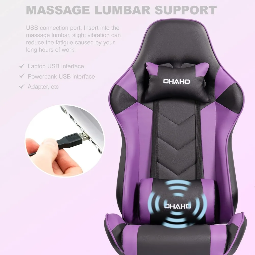 Gaming Stuhl Racing Stil Bürostuhl Einstellbare Massage Lenden Kissen Drehbare Rocker Liege Hohe Rückenlehne Ergonomische Computer De