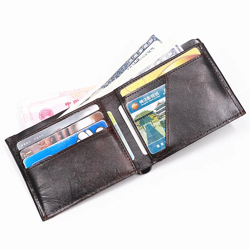 

Genuine Leather Wallet For Men Male Original Cowhide Vintage Handmade Short Bifold Slim Rfid Men's Purse Card Holder Top Quality