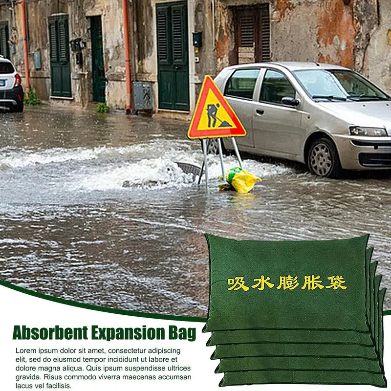 Bolsas de inundaciones activadas por agua, barreras de prevención de inundaciones 5X, bolsas de arena reutilizables sin arena, bolsas absorbentes para presa de inundaciones para puerta de garaje de casa