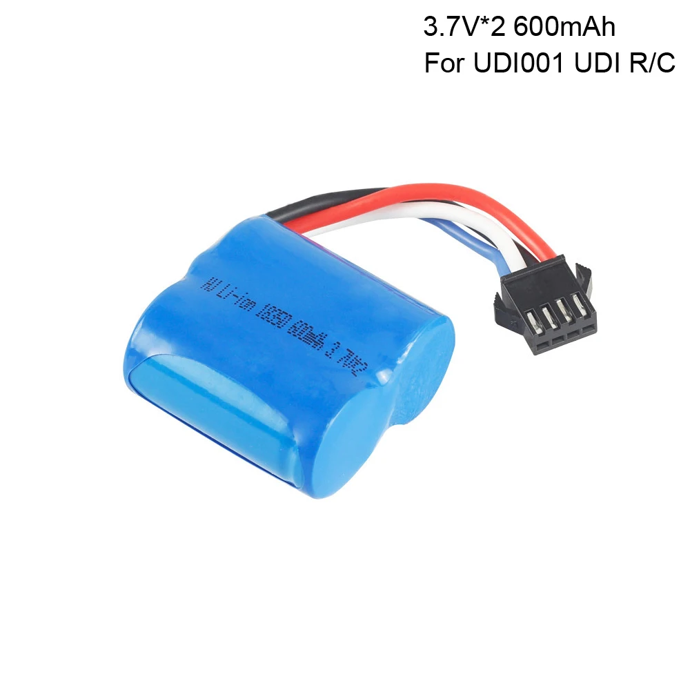 Akumulator Lipo 3,7 V * 2 600 mAh do łodzi RC UDI001 UDI 001 18350 15C SM-4P wtyczka 7,4 V akumulator do zabawek łódź motorowa akcesorium zamienne