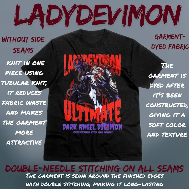 Digimon: LadyDevimon - Rise of the Dark Angel unisex T-Shirt Black Gothic Dark Angel Anime Pop Culture Fashion