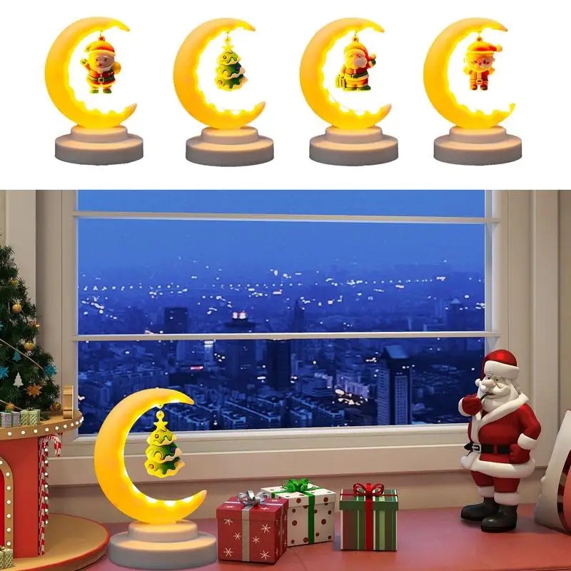 

Christmas Light Table Lighted Decoration Battery Operated Festival Atmosphere Moon Night Light Bedside Lamp For Family friends