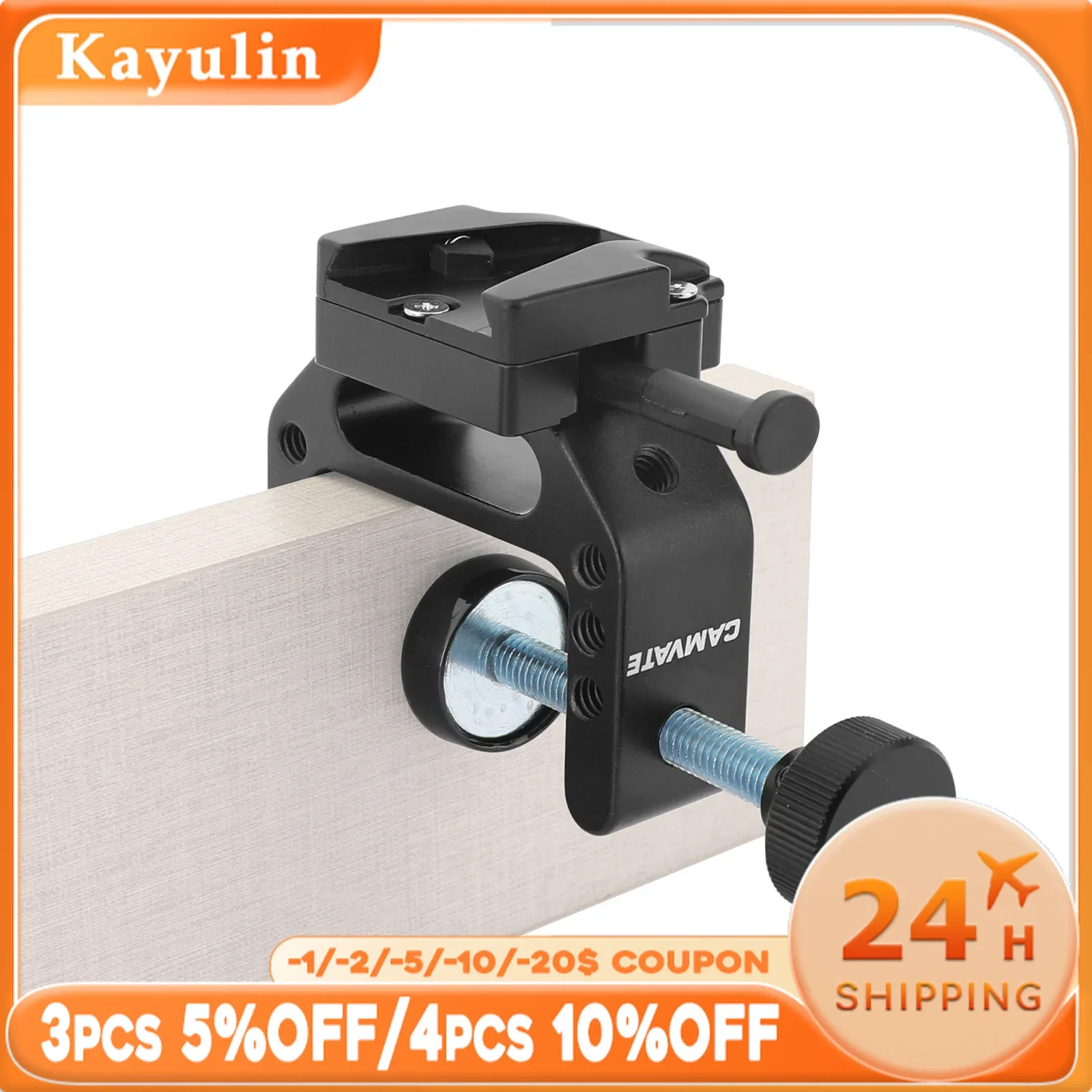 KAYULIN Multipurpose C Clamp With V-Lock Female Quick Release Mount Adapter For DSLR Camera Battery Photographic Devices