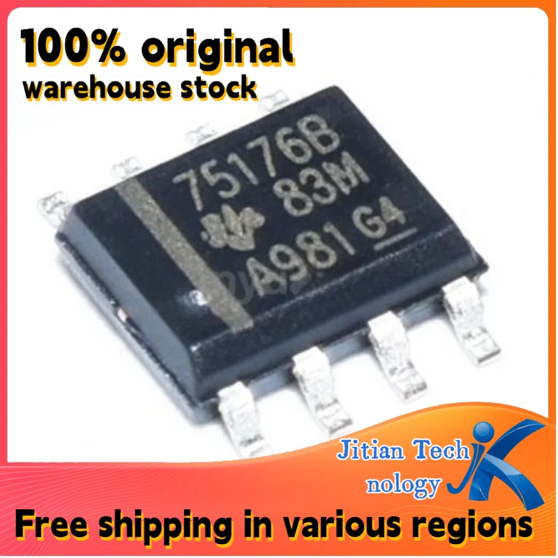 100% Original Inventory 20PCS SN75176BDR Logo 75176B SOIC-8 Differential Bus Transceiver Channel direct sales