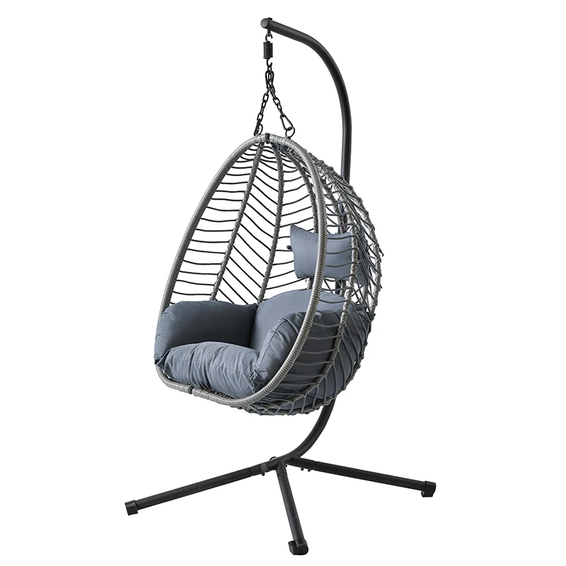 

Комплект уличной мебели из ротанга: подвесное складное кресло-яйцо с подставкой для патио