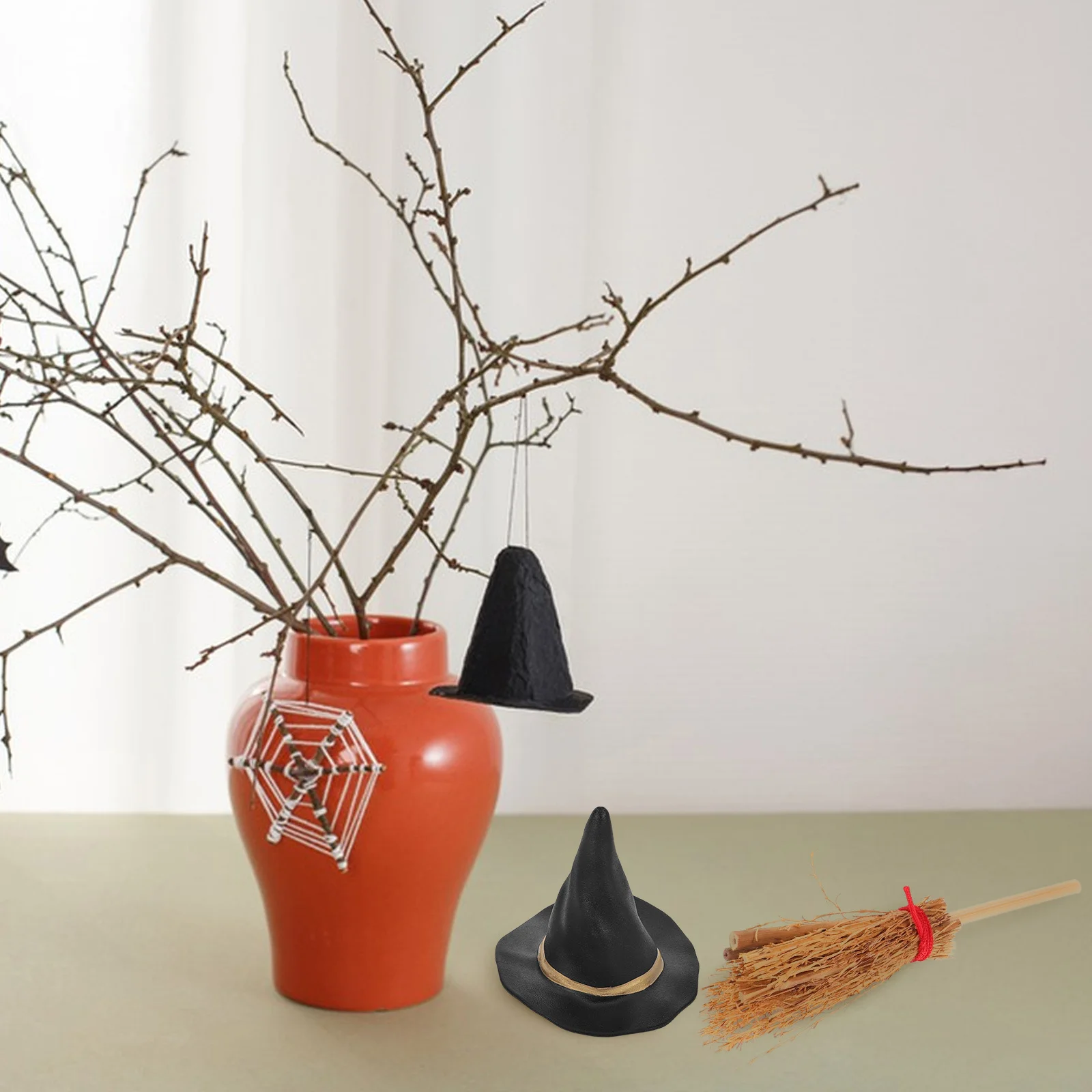 

10Pcs Tiny Witch Hat Mini Broomstick Halloween Costume Accessories Creative Craft Supplies for Party Decoration
